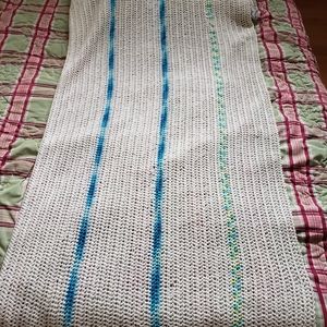 Twin size blanket throw crocheted by 14 year old stripes
